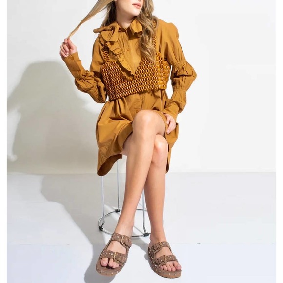 Saint G Shoes - Saint G Chloe Studded Double Buckle Beige Sandal